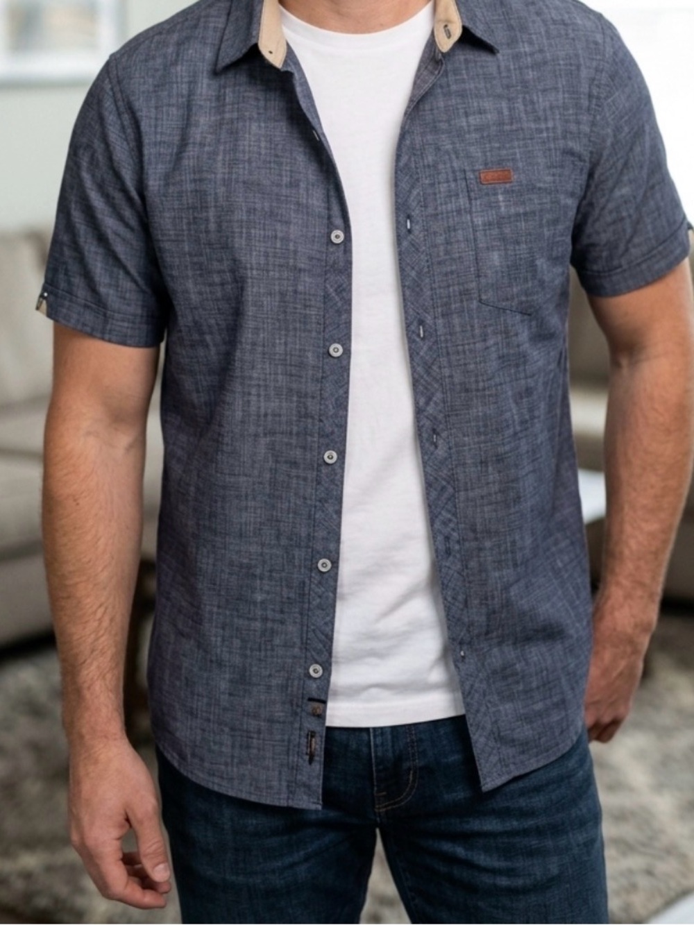 Outpost Makers Men's Short-Sleeve Chambray Shirt